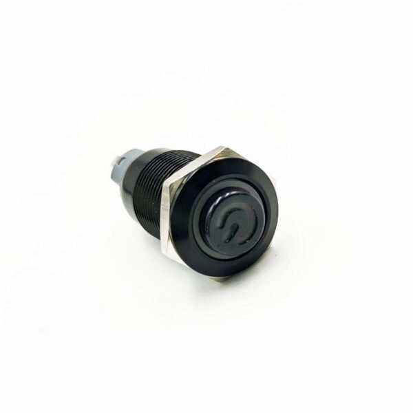 High Head 12mm 12-24v Green Latching 4-Pins Black Oxide Metal Switch
