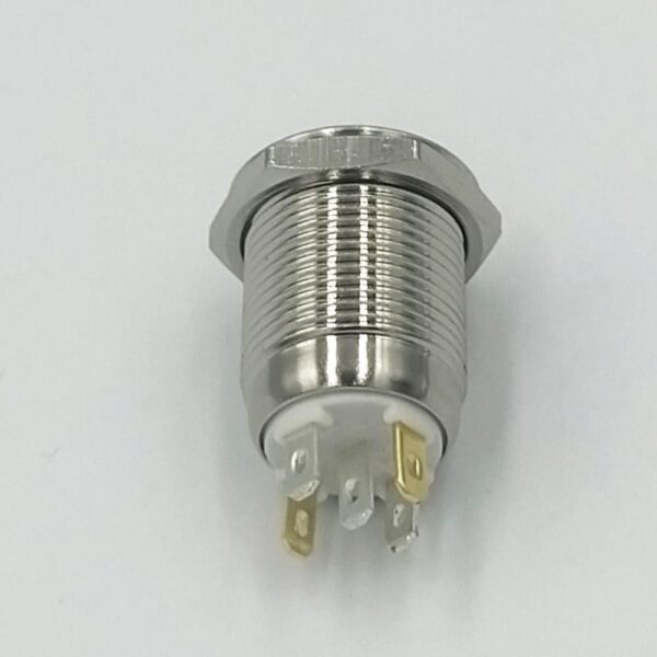 12mm 12-24v 4-Pins Red Flat Head Non-Latching Silver Metal Switch - Image 2