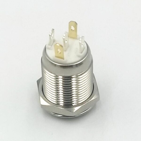12mm 12-24v 4-Pins Red Flat Head Non-Latching Silver Metal Switch - Image 3