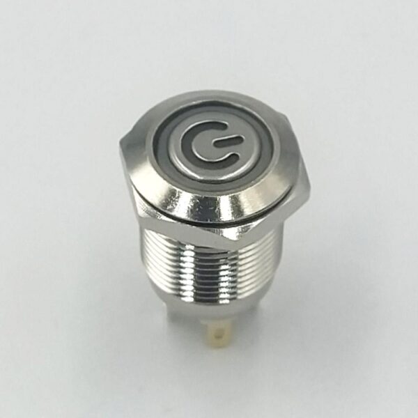 12mm 12-24v 4-Pins Red Flat Head Non-Latching Silver Metal Switch - Image 4