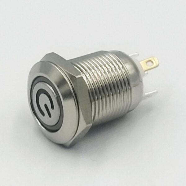 12mm 12-24v 4-Pins Red Flat Head Non-Latching Silver Metal Switch