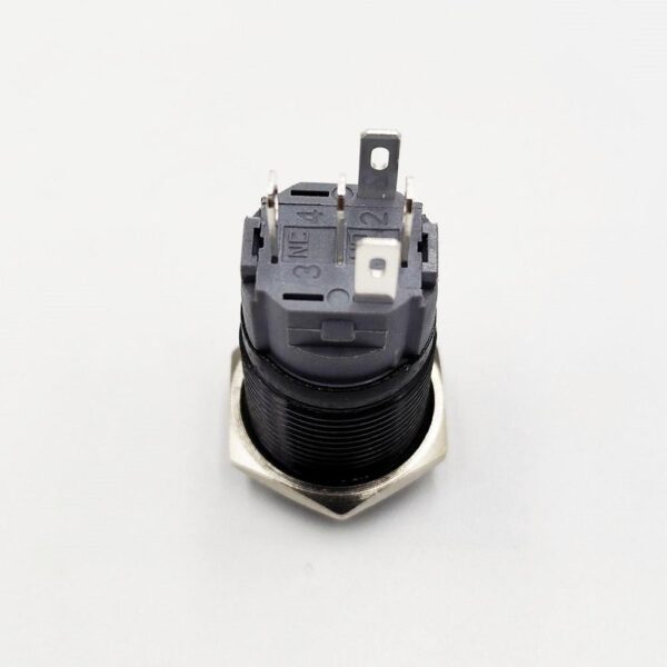 High Head 16mm 12-24V Blue Latching 5-Pins Black Oxide Metal Switch - Image 2
