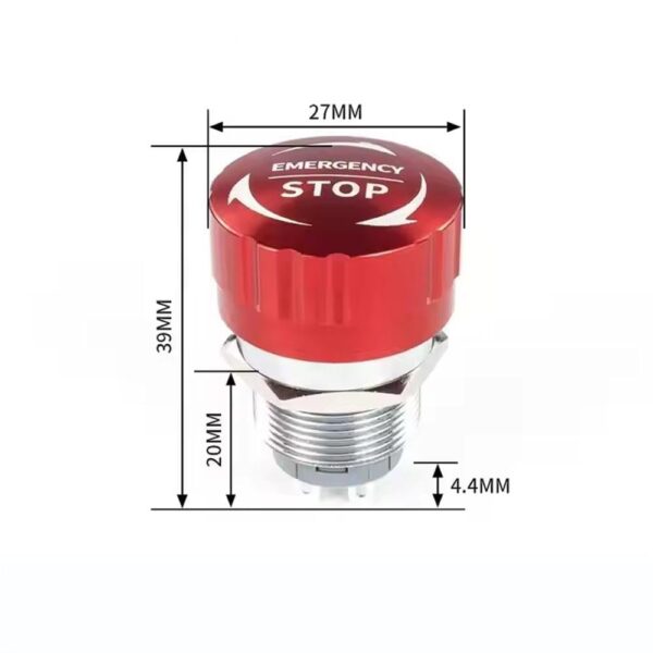 22mm 2NC Metal Mushroom Head Emergency Stop Push Switch F Rotary - Image 3