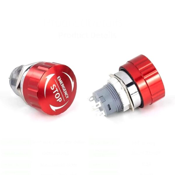 22mm 2NC Metal Mushroom Head Emergency Stop Push Switch F Rotary - Image 4