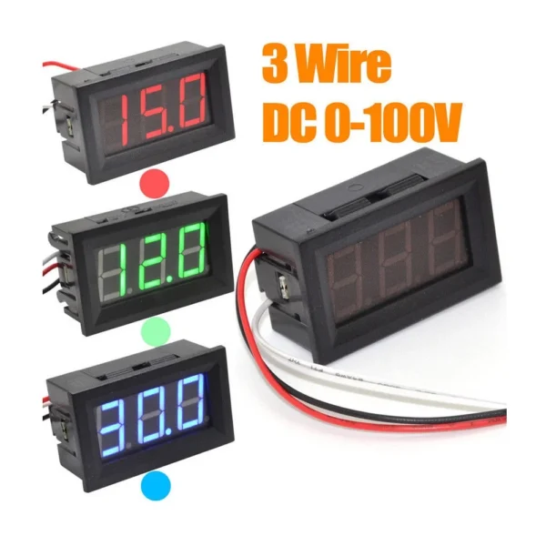 0.56inch 0-100V Three Wire LED Display Digital DC Voltmeter-Green - Image 5