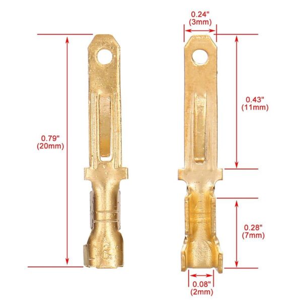 2.8mm Electrical Wire Connector Male Crimp Pins – 25 Pcs - Image 3