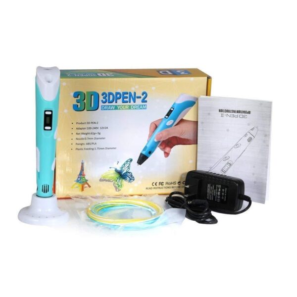 2nd Generation 3D Printing Pen with LCD, 1.75mm PLA ABS and Power Adapter