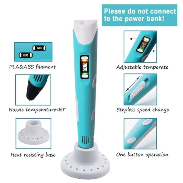 2nd Generation 3D Printing Pen with LCD, 1.75mm PLA ABS and Power Adapter - Image 4