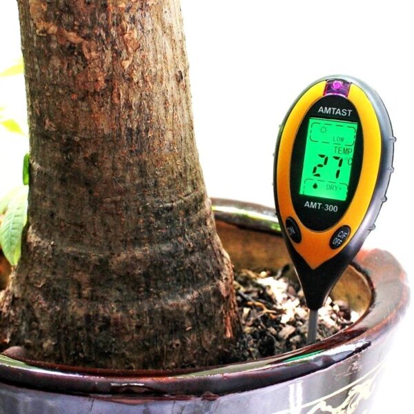 4 in 1 Soil PH Meter Soil Tester PH Moisture Meter Temperature Sunlight Measurement Analysis Acidity Alkali（Without Battery）