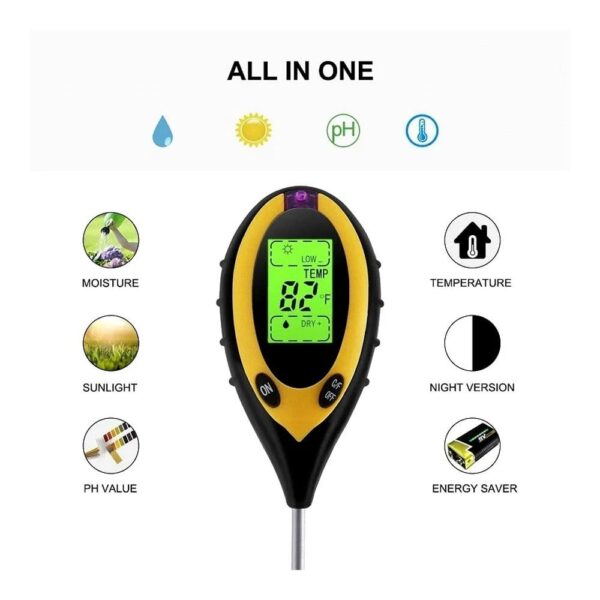 4 in 1 Soil PH Meter Soil Tester PH Moisture Meter Temperature Sunlight Measurement Analysis Acidity Alkali（Without Battery） - Image 3