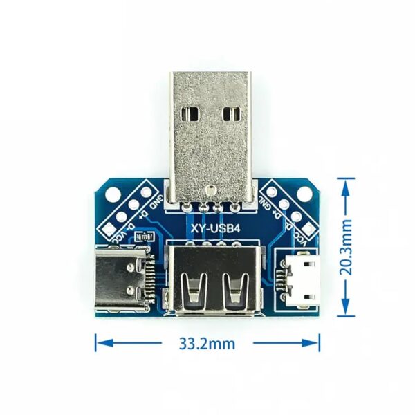 4 in 1 USB Adapter Board Male to Female Micro Type-C 4P 2.54mm USB4 Converter - Image 3