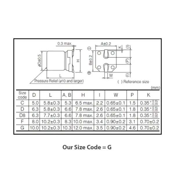 470uF 35V (SMD) Electrolytic Capacitor – (Pack of 10) - Image 2