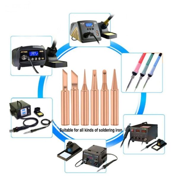 5 Pics Pure Copper Soldering Iron Tip Set - Image 2