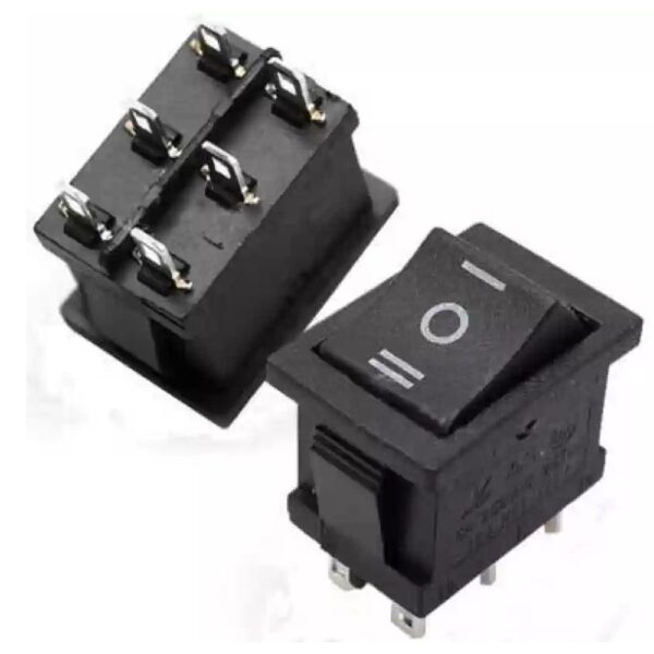 Black Rocker Switch ON-OFF-ON 3 Pin 21X15mm DPDT KCD1 6A/250VAC 10A/125VAC - Image 4
