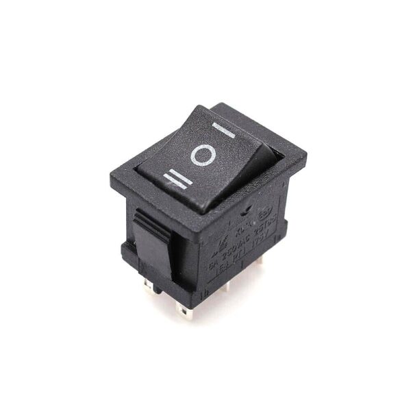 Black Rocker Switch ON-OFF-ON 3 Pin 21X15mm DPDT KCD1 6A/250VAC 10A/125VAC