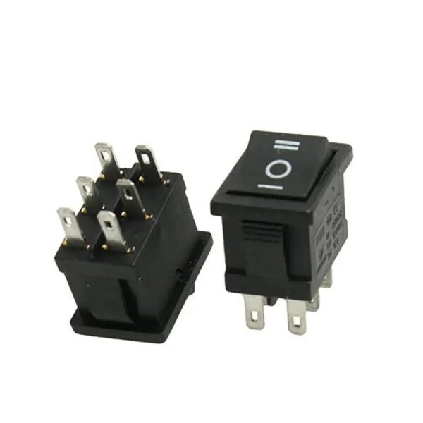 Black Rocker Switch ON-OFF-ON 3 Pin 21X15mm DPDT KCD1 6A/250VAC 10A/125VAC - Image 2