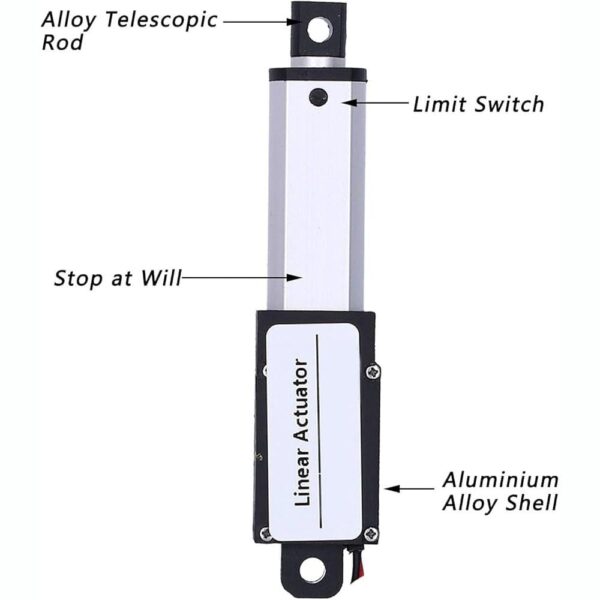 50MM, 15mm/S, 64N, 12V Mini Linear Actuator - Image 5