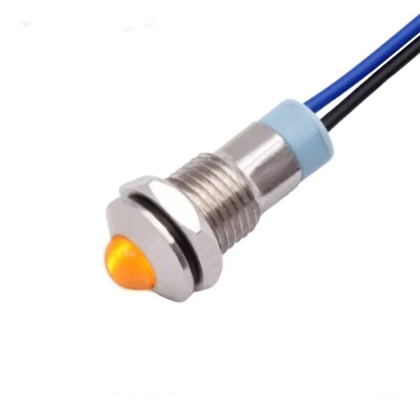 8mm 220v Yellow Spherical Metal Indicator Light