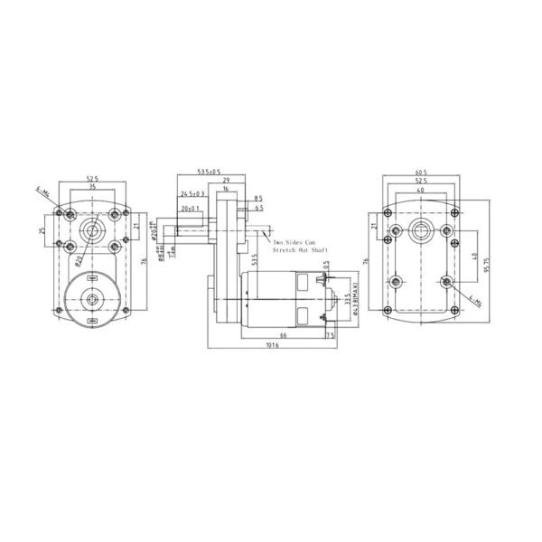 96GB-775 12V 150RPM Rectangular Geared Motor - Image 5
