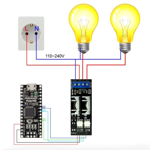 AC Light lamp dimming LED lamp and motor Dimmer Module, 2 Channel - Image 3