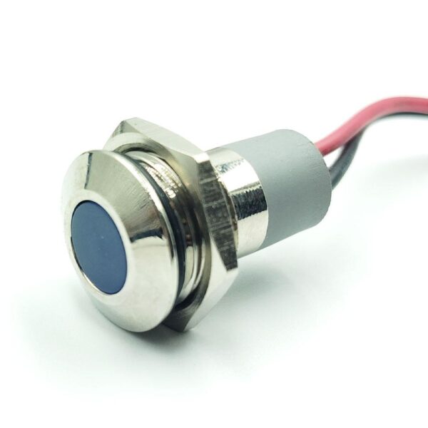 10mm 12v-24v Blue Flat Metal Indicator Panel Mount LED Lamp