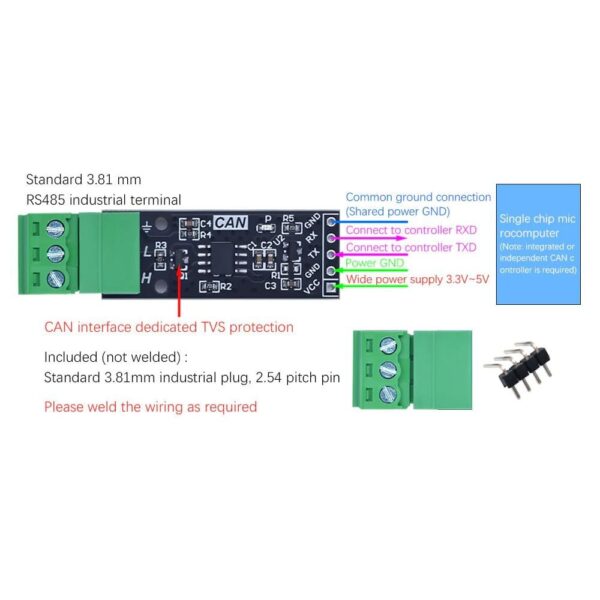 CAN to TTL Communication Module 3.3V~5V - Image 2