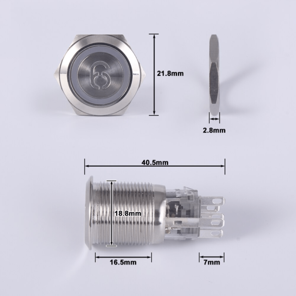 Lift Number 10 engraved Switches Non-Latching 5V with Light Blue 19mm - Image 4
