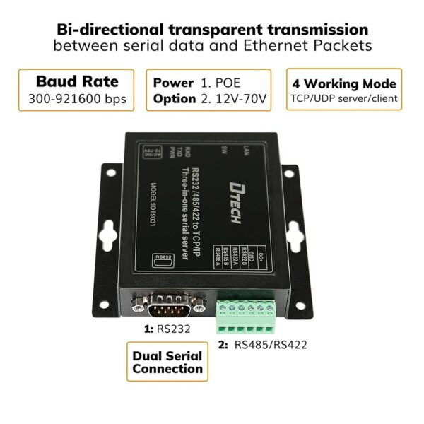 DTECH Serial to Ethernet Converter Adapter RS232 RS422 RS485 - Image 7