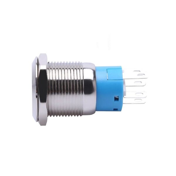 Flat Head 19MM 220V Blue Non-Latching Metal Push Button Switch with Led Light Waterproof - Image 4