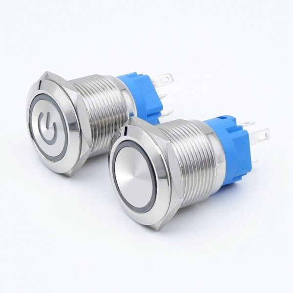 Flat Head 16MM 220V Yellow Momentary Non-Latching Metal Push Button Waterproof Switch with Led Light - Image 4