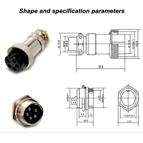 GX-16 9 Pin MRS Round Shell Type Connectors Male-Female - Image 2