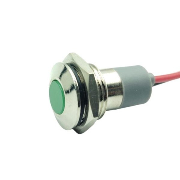 10mm 3v-6v  Green Flat Metal Indicator Panel Mount LED Lamp