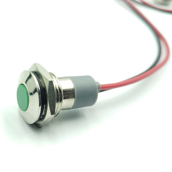 14mm 220v Green Light Flat head metal indicator lamp