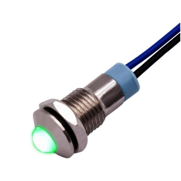 6mm 3-6V Green Spherical Metal Indicator Panel Mount LED Lamp