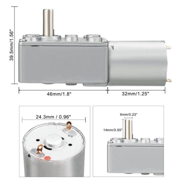 12V 30 RPM Worm Gear Box Motor - Image 4