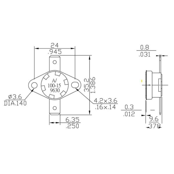 KSD301 200C 250V 10A Celsius NC Temperature Control Switch Thermostat - Image 2