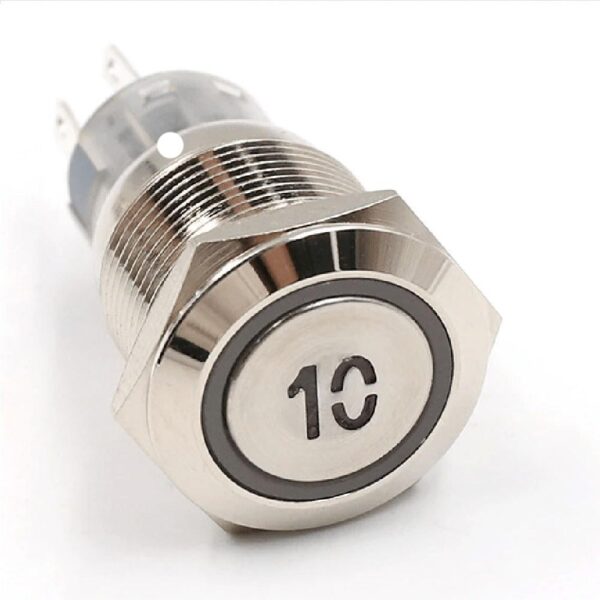 16mm 3V to 6V Color White Number 10 Engraved Switches Non-Latching