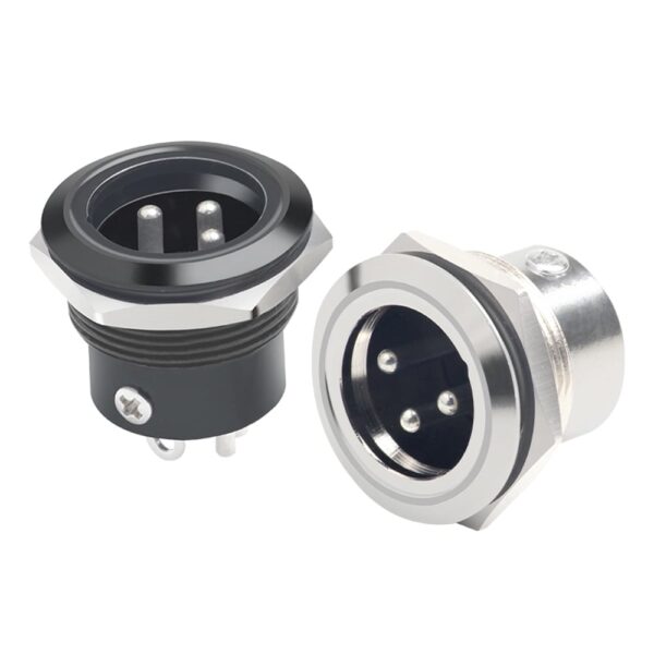 XLR Male Panel Mount Black Connector