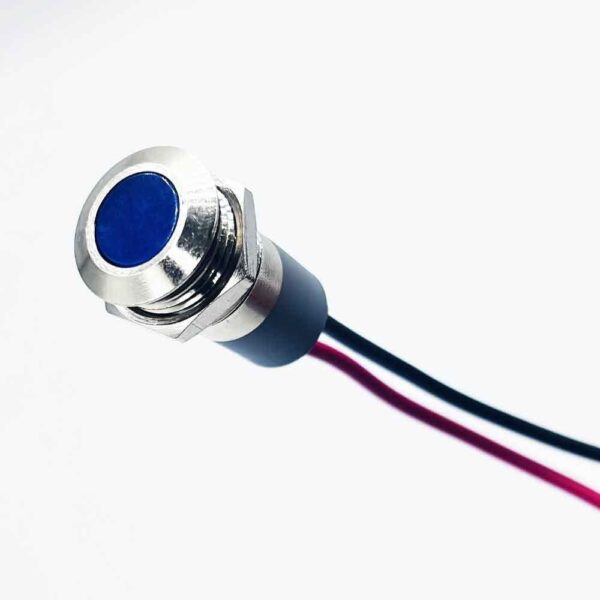 12mm 12-24v Blue Light Flat Metal Indicator Lamp