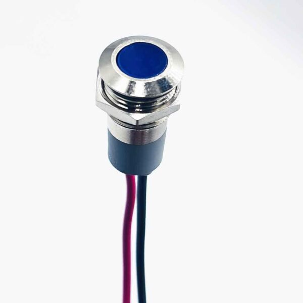 12mm 12-24v Blue Light Flat Metal Indicator Lamp - Image 2