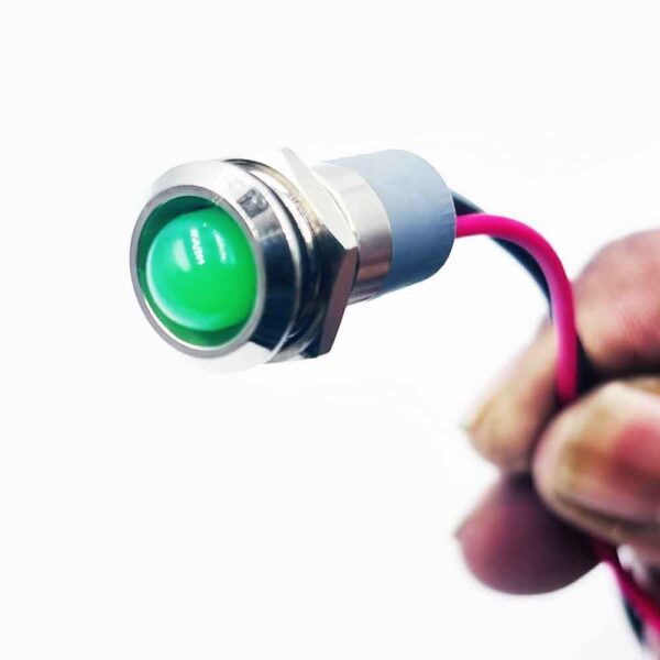 12mm 12-24v Green Light Spherical Shape Metal Indicator Lamp - Image 4