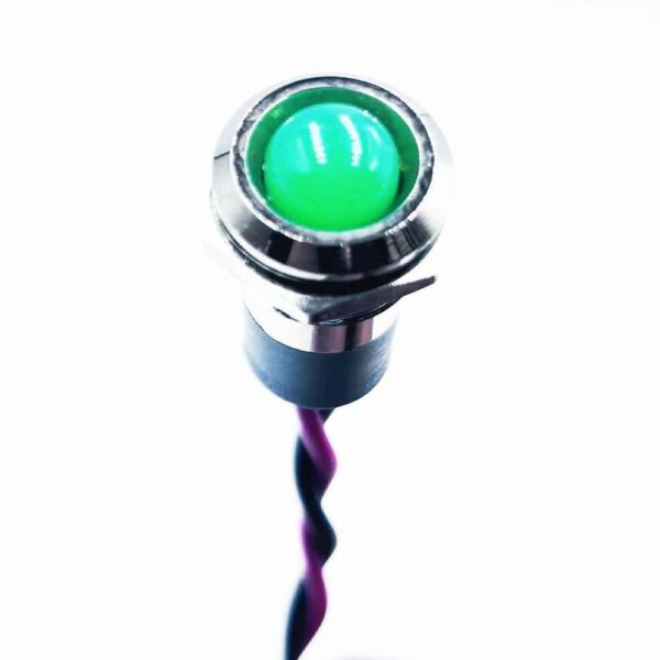 12mm 12-24v Green Light Spherical Shape Metal Indicator Lamp