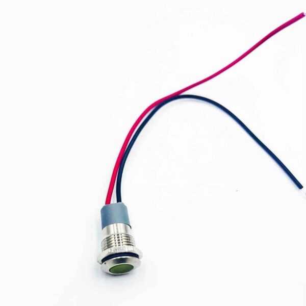 12mm 12-24v Green Light Flat Metal Indicator Lamp - Image 2