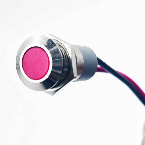 12mm 12-24v Red Light Flat Metal Indicator Lamp
