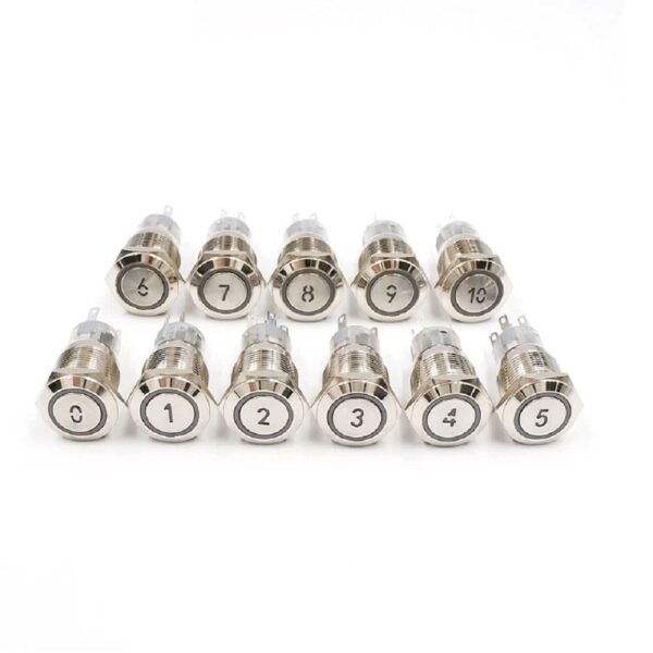 16mm 3V to 6V Color White Number 10 Engraved Switches Non-Latching - Image 2
