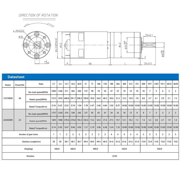 PGM42D775 12V 200 RPM 42mm Dia 25Kgcm Planetary Gear Motor Encoder Attachable - Image 2