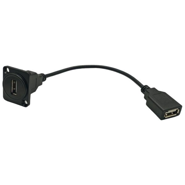 Panel Mount Female USB 2.0 to Cable Female USB 2.0 Connector