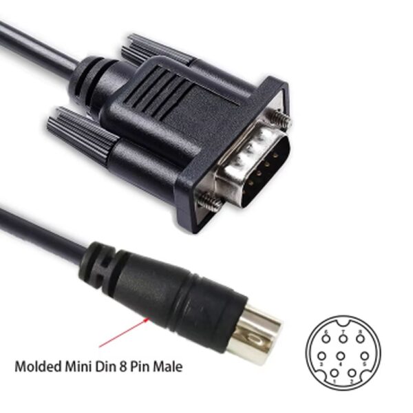 RS232 DB9 Male to Mini Din 8P Serial Cable for Connecting Delta DVP Series PLC to DOP Series HMI – 3 Meters - Image 3
