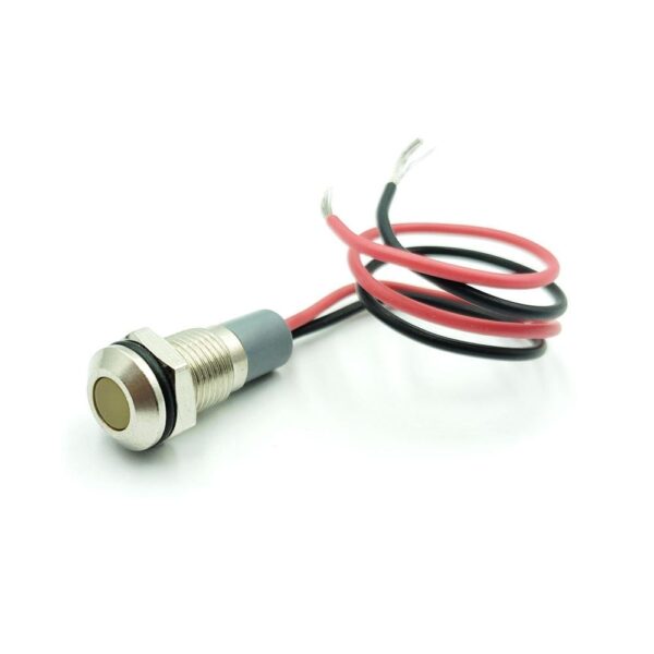 8mm 12-24v Yellow Light Flat Metal Indicator Lamp