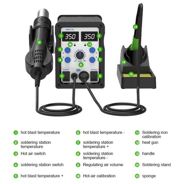 Soldering Station ATETool AM877D Rework Station Hot Air Gun - Image 6